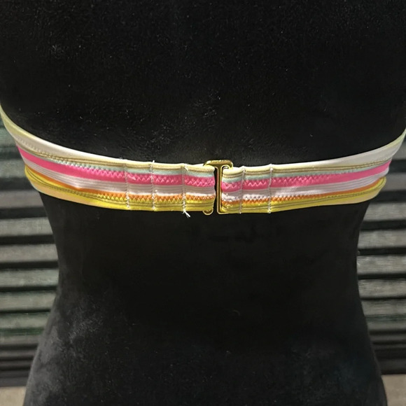 Victoria’s Secret Women Multi Color w Metallic Striped Strapless Bikini Top 34C - Picture 4 of 6